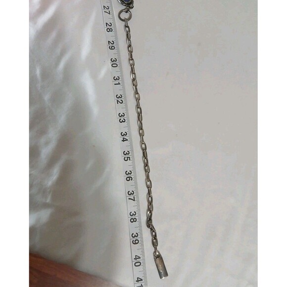 Gypsy Boho 80s Runway Statement Belt Silver Metal Discs Blue Stones 29-40" Waist - Picture 5 of 6